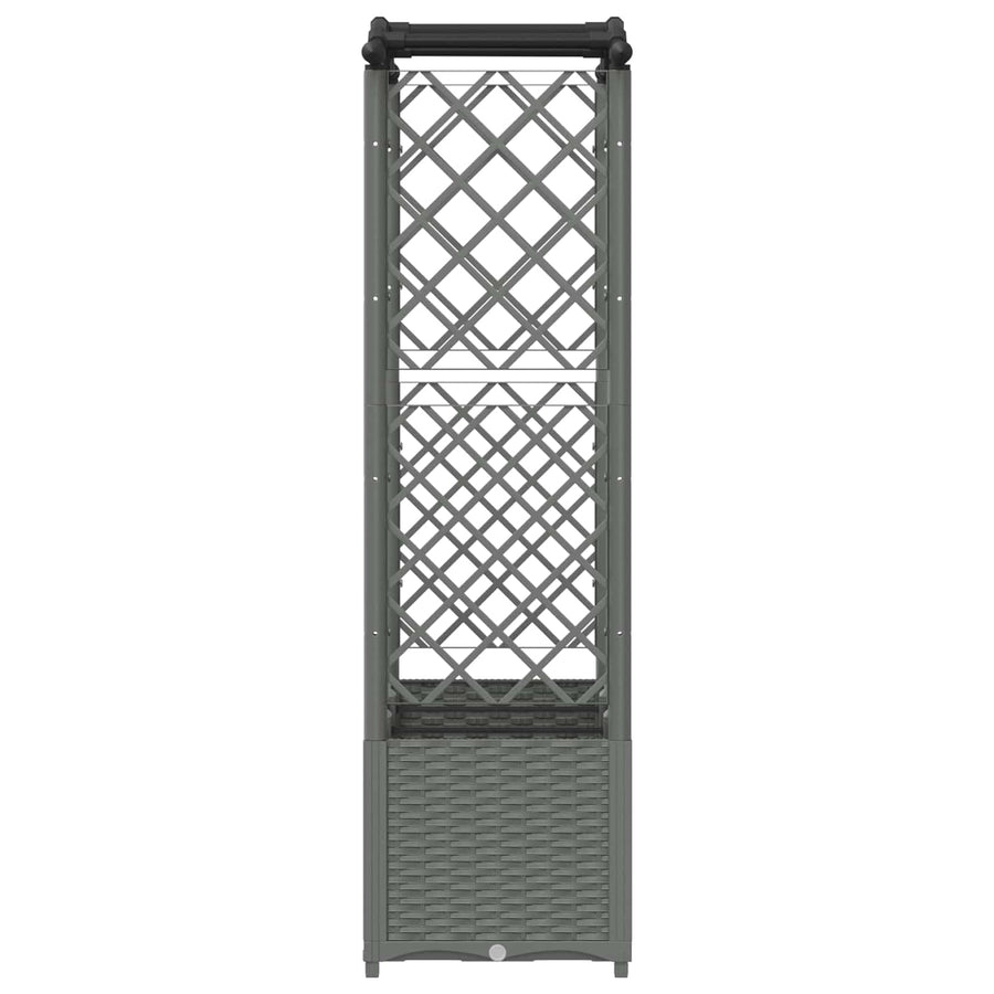 Verhoogd Bed met Trellis en Dak Lichtgrijs 164 x 40 x 142 cm PP