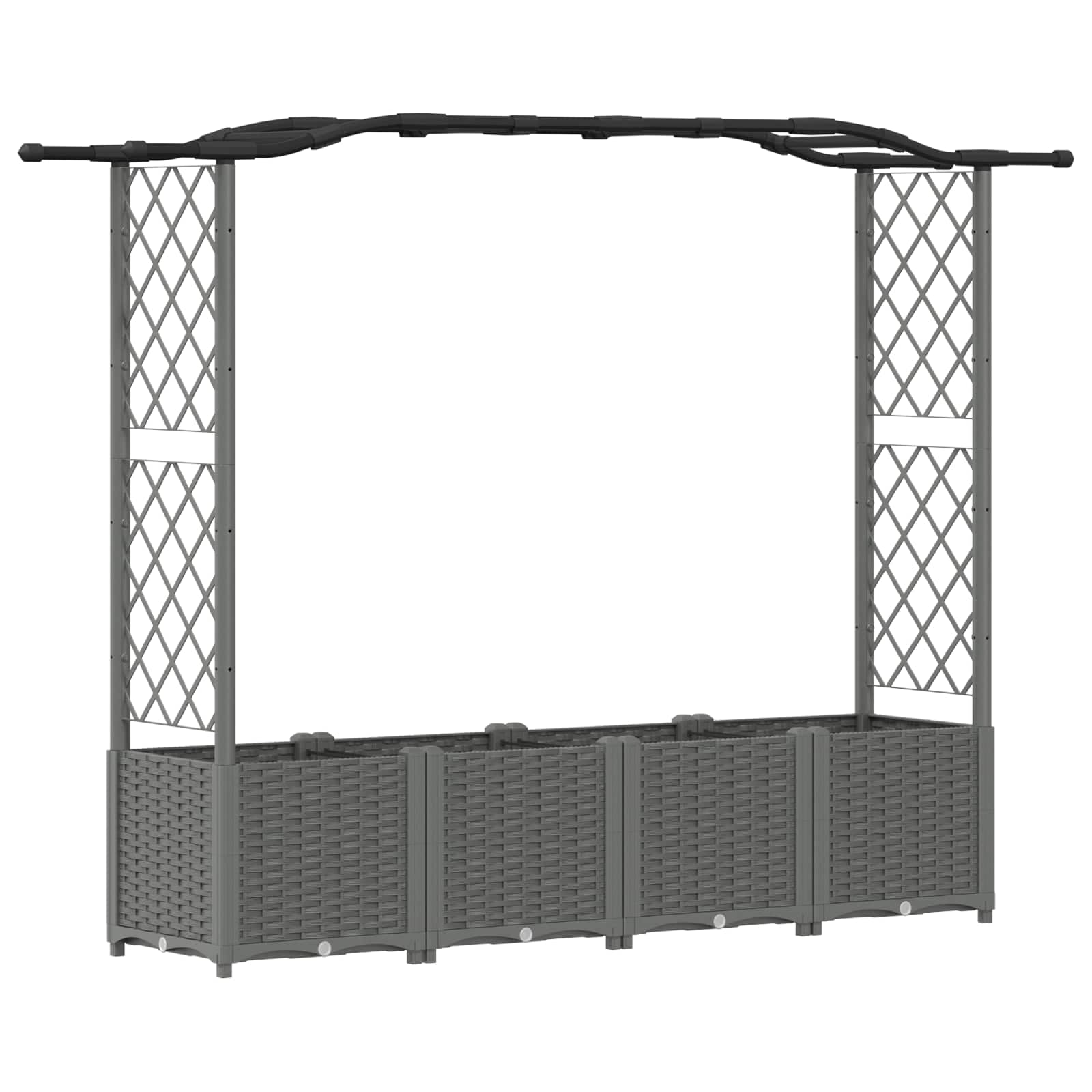 Verhoogd Bed met Trellis en Dak Lichtgrijs 204 x 40 x 141 cm PP