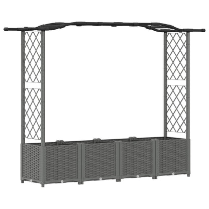 Verhoogd Bed met Trellis en Dak Lichtgrijs 204 x 40 x 141 cm PP