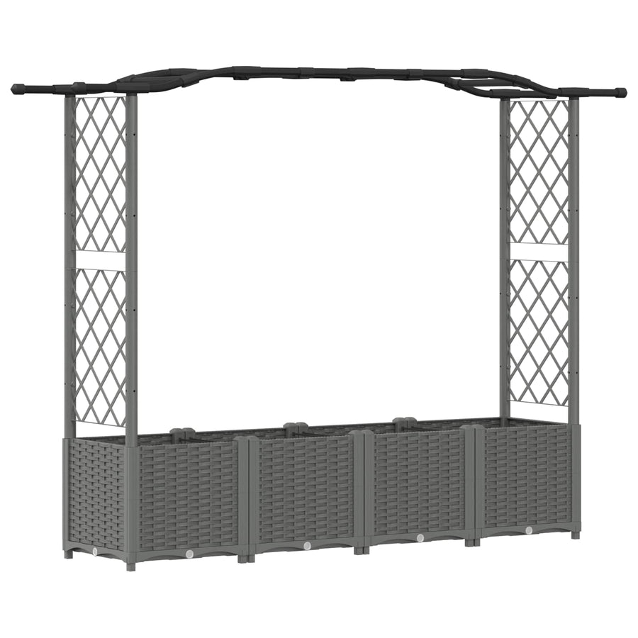 Verhoogd Bed met Trellis en Dak Lichtgrijs 204 x 40 x 141 cm PP