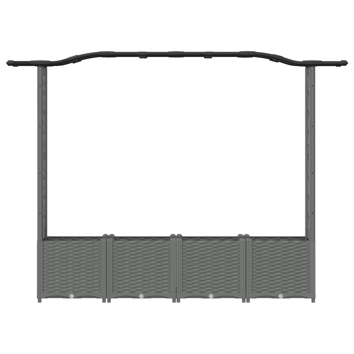 Verhoogd Bed met Trellis en Dak Lichtgrijs 204 x 40 x 141 cm PP