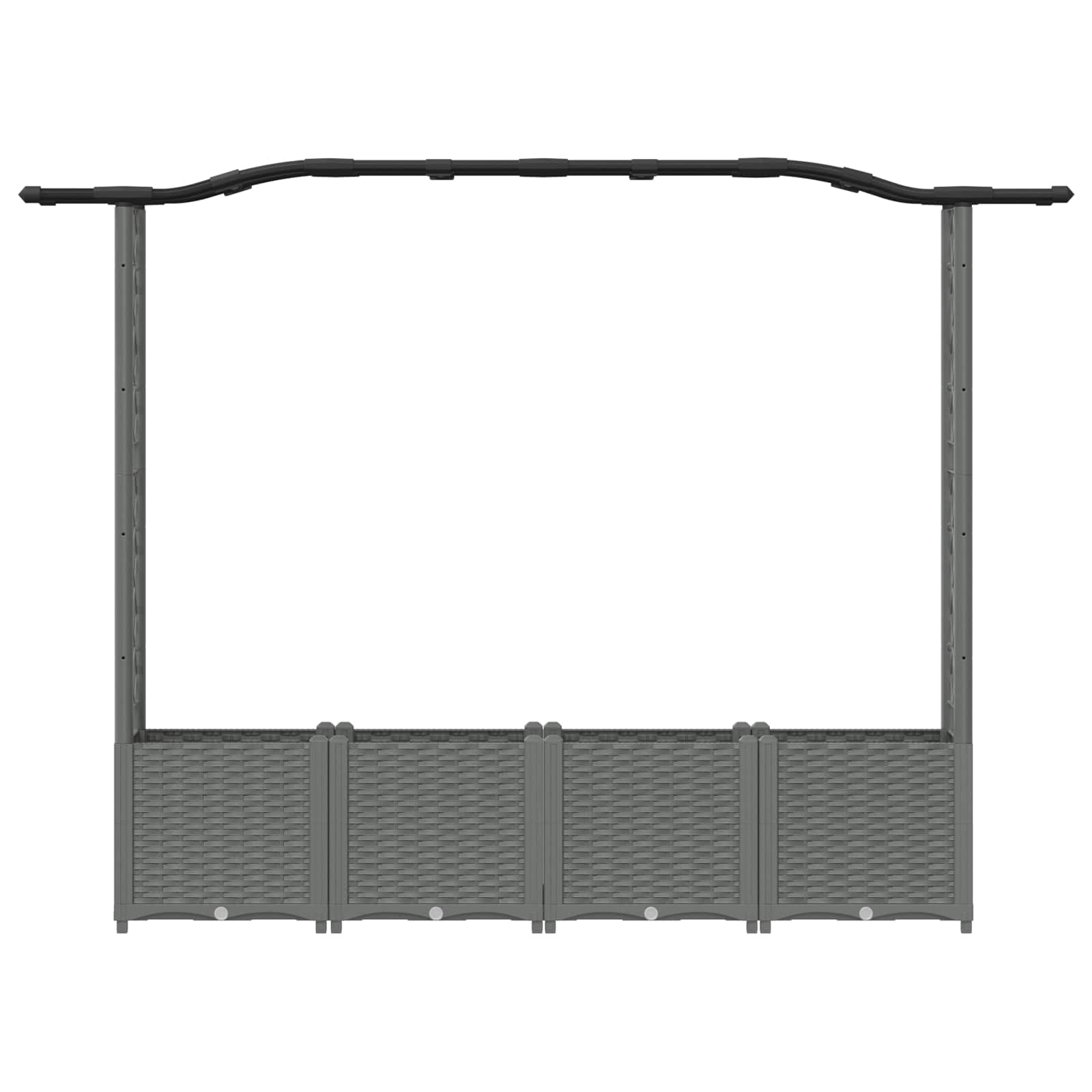 Verhoogd Bed met Trellis en Dak Lichtgrijs 204 x 40 x 141 cm PP