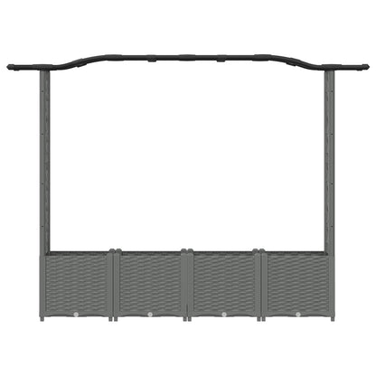 Verhoogd Bed met Trellis en Dak Lichtgrijs 204 x 40 x 141 cm PP