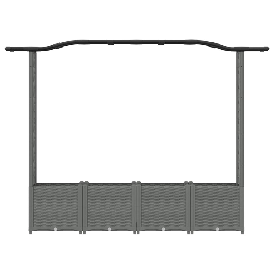 Verhoogd Bed met Trellis en Dak Lichtgrijs 204 x 40 x 141 cm PP