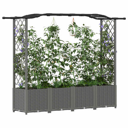 Verhoogd Bed met Trellis en Dak Lichtgrijs 204 x 40 x 141 cm PP