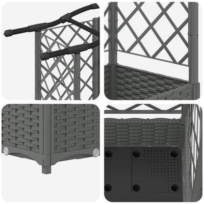 Verhoogd Bed met Trellis en Dak Lichtgrijs 124 x 40 x 123 cm PP