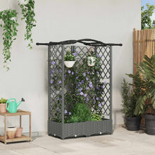 Verhoogd Bed met Trellis en Dak Lichtgrijs 124 x 40 x 123 cm PP