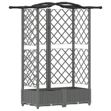 Verhoogd Bed met Trellis en Dak Lichtgrijs 124 x 40 x 123 cm PP