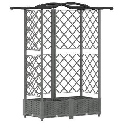 Verhoogd Bed met Trellis en Dak Lichtgrijs 124 x 40 x 123 cm PP