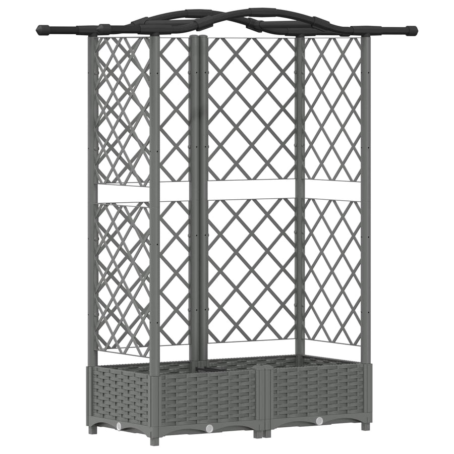 Verhoogd Bed met Trellis en Dak Lichtgrijs 124 x 40 x 123 cm PP