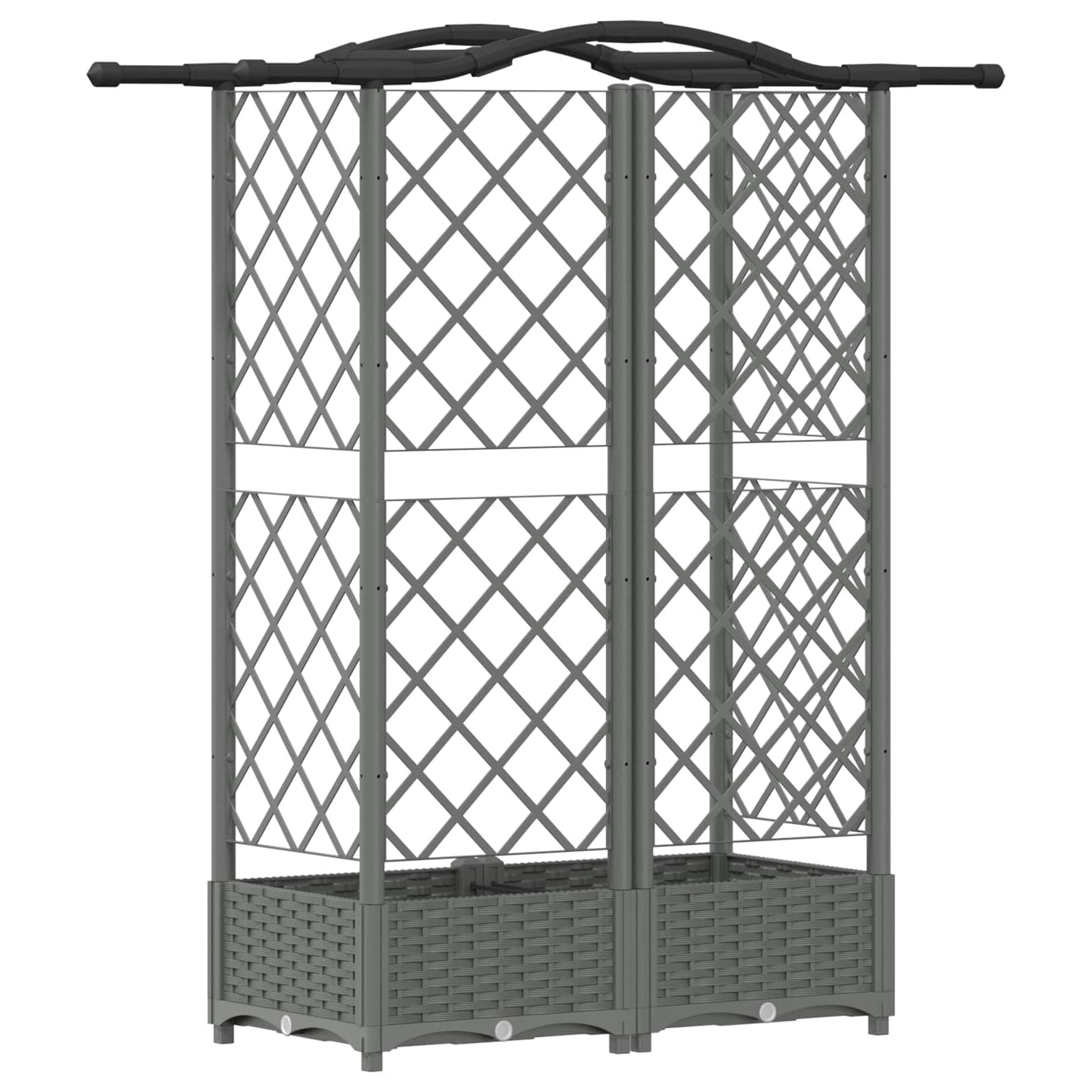 Verhoogd Bed met Trellis en Dak Lichtgrijs 124 x 40 x 123 cm PP