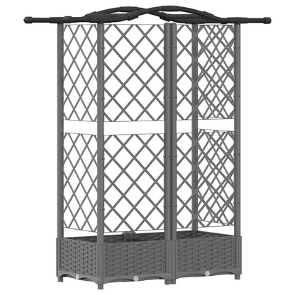 Verhoogd Bed met Trellis en Dak Lichtgrijs 124 x 40 x 123 cm PP