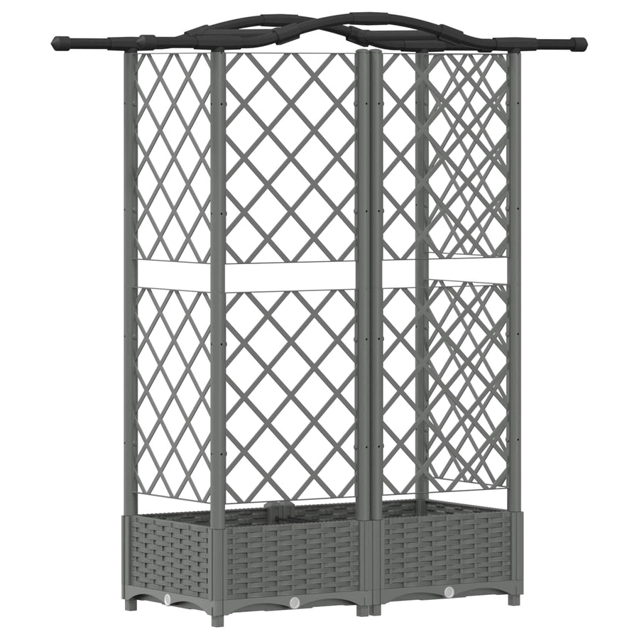 Verhoogd Bed met Trellis en Dak Lichtgrijs 124 x 40 x 123 cm PP