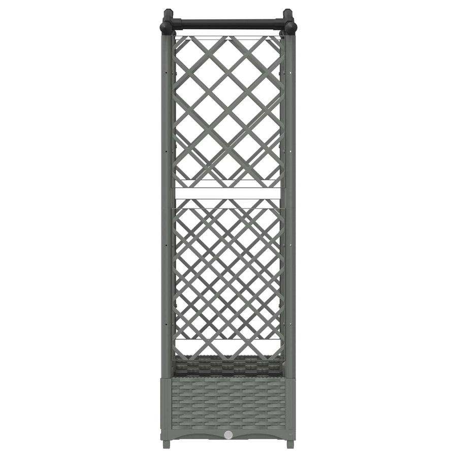 Verhoogd Bed met Trellis en Dak Lichtgrijs 124 x 40 x 123 cm PP