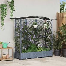 Verhoogd Bed met Trellis en Dak Lichtgrijs 163 x 40 x 126 cm PP
