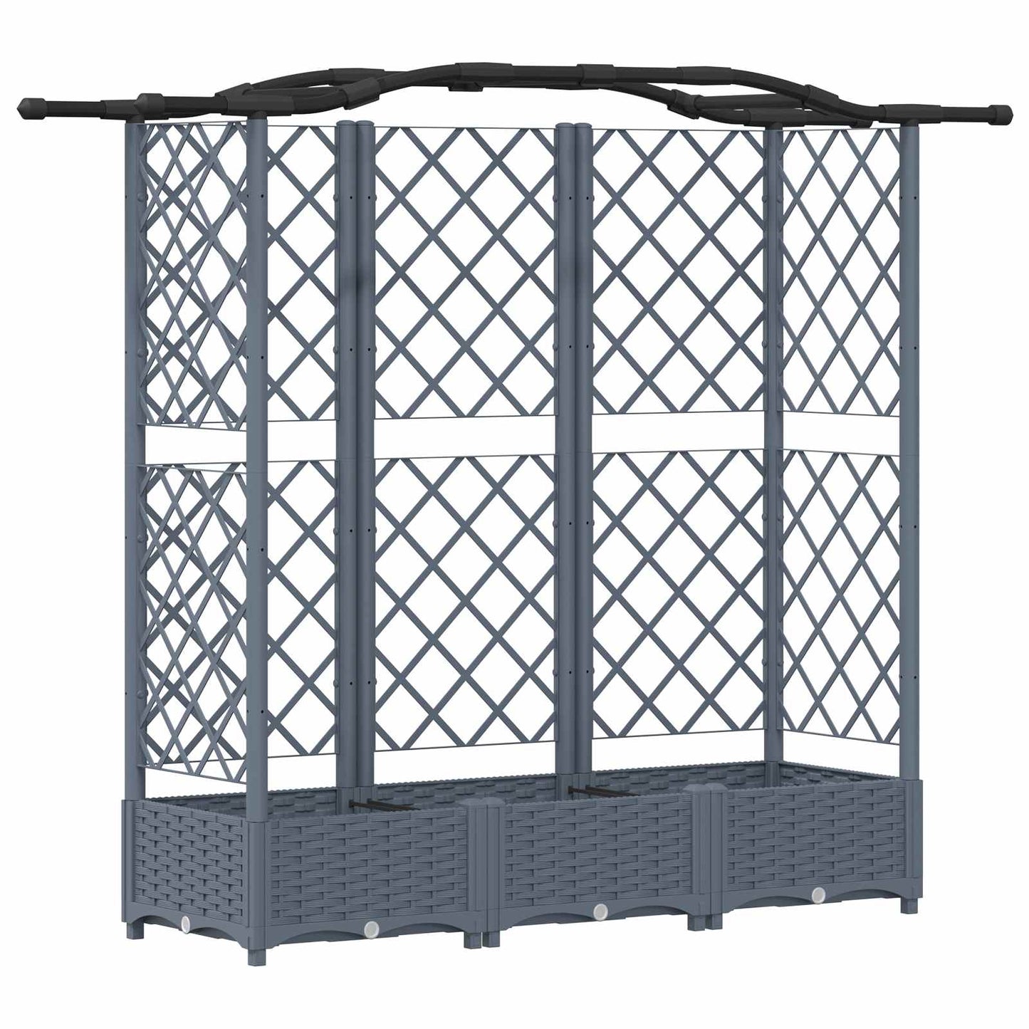 Verhoogd Bed met Trellis en Dak Lichtgrijs 163 x 40 x 126 cm PP