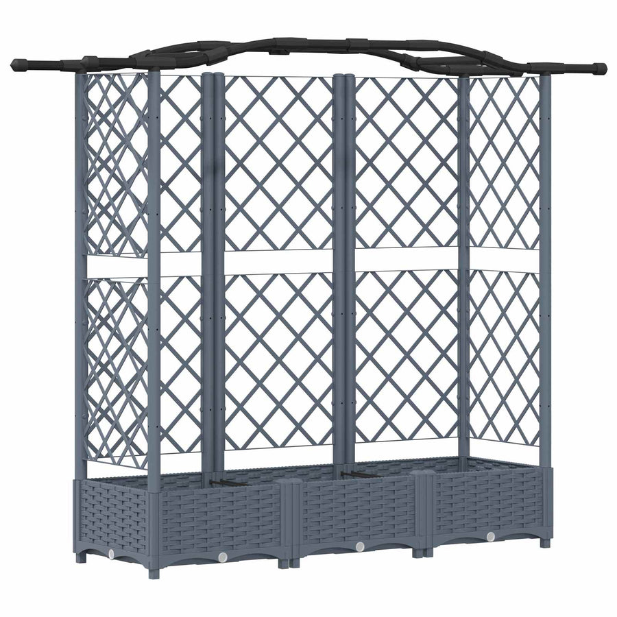 Verhoogd Bed met Trellis en Dak Lichtgrijs 163 x 40 x 126 cm PP