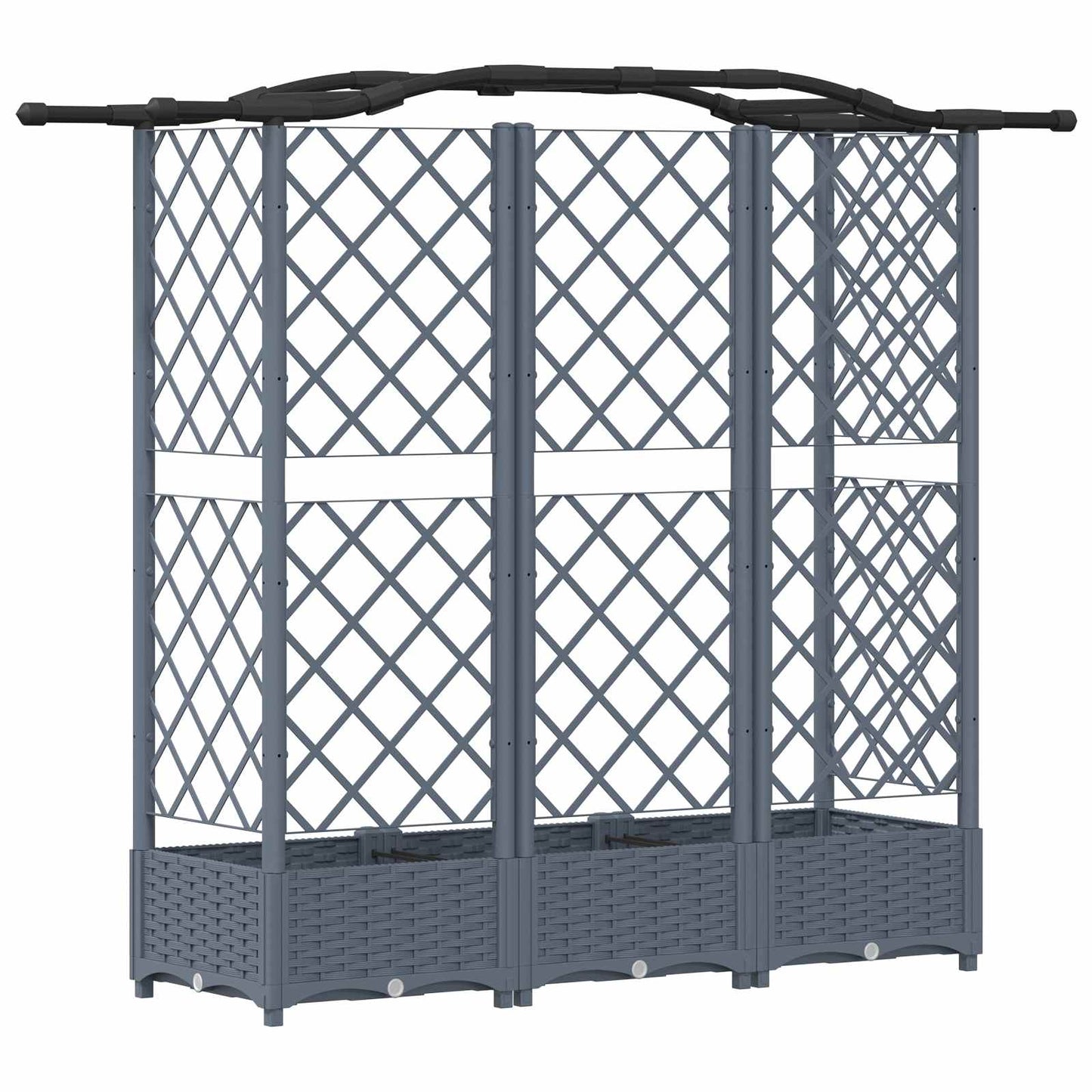 Verhoogd Bed met Trellis en Dak Lichtgrijs 163 x 40 x 126 cm PP