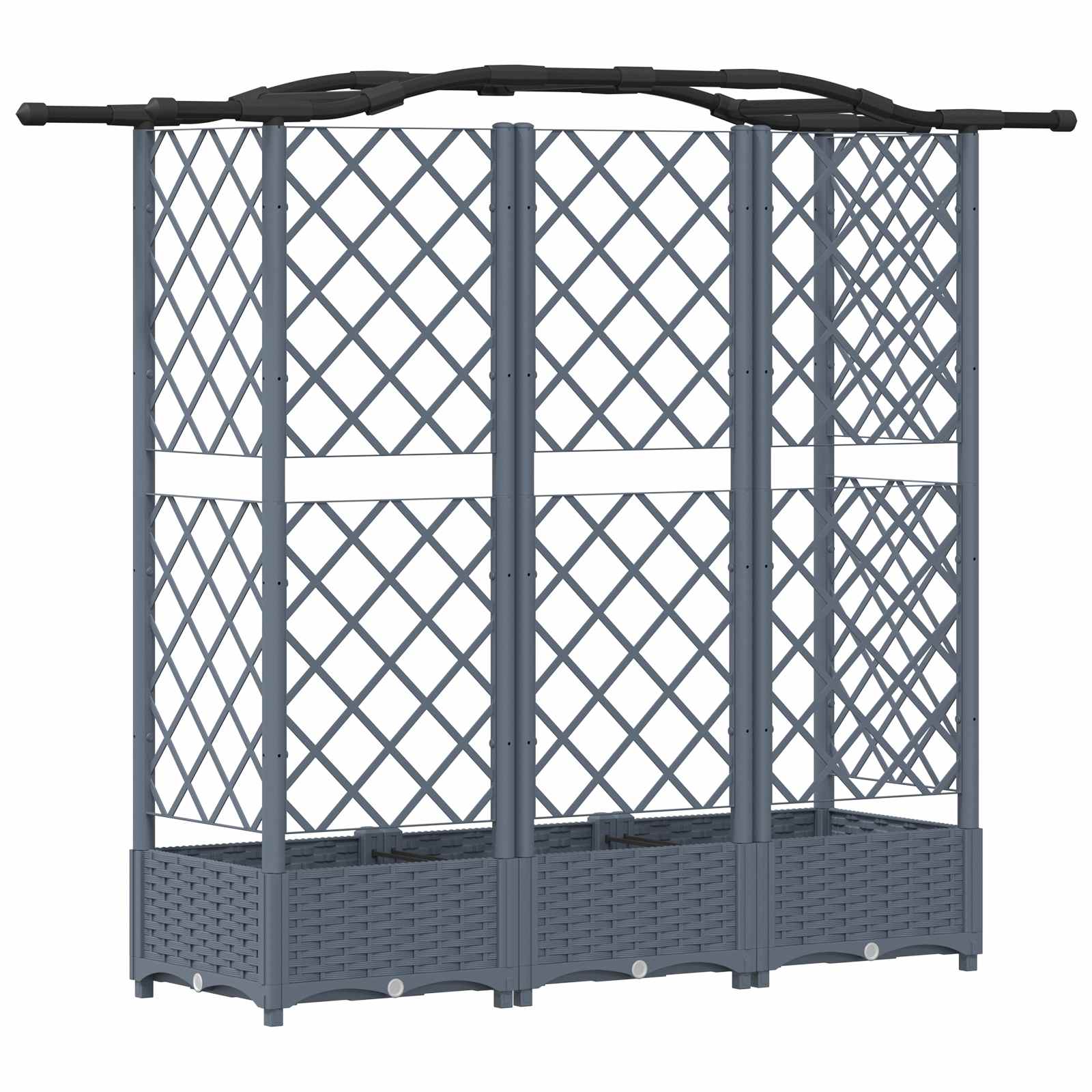 Verhoogd Bed met Trellis en Dak Lichtgrijs 163 x 40 x 126 cm PP