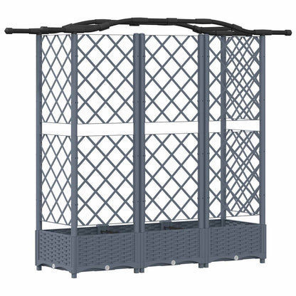 Verhoogd Bed met Trellis en Dak Lichtgrijs 163 x 40 x 126 cm PP