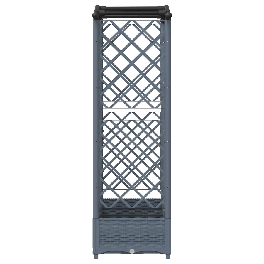 Verhoogd Bed met Trellis en Dak Lichtgrijs 163 x 40 x 126 cm PP