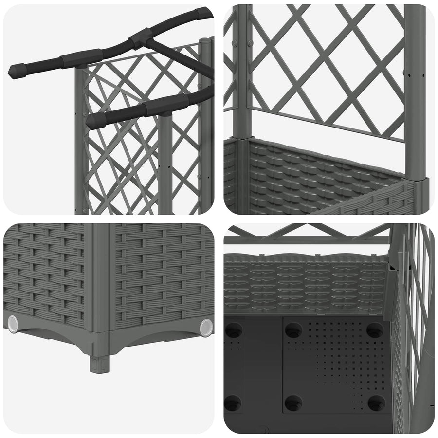 Verhoogd Bed met Trellis en Dak Lichtgrijs 203,5 x 40 x 123 cm
