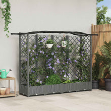 Verhoogd Bed met Trellis en Dak Lichtgrijs 203,5 x 40 x 123 cm