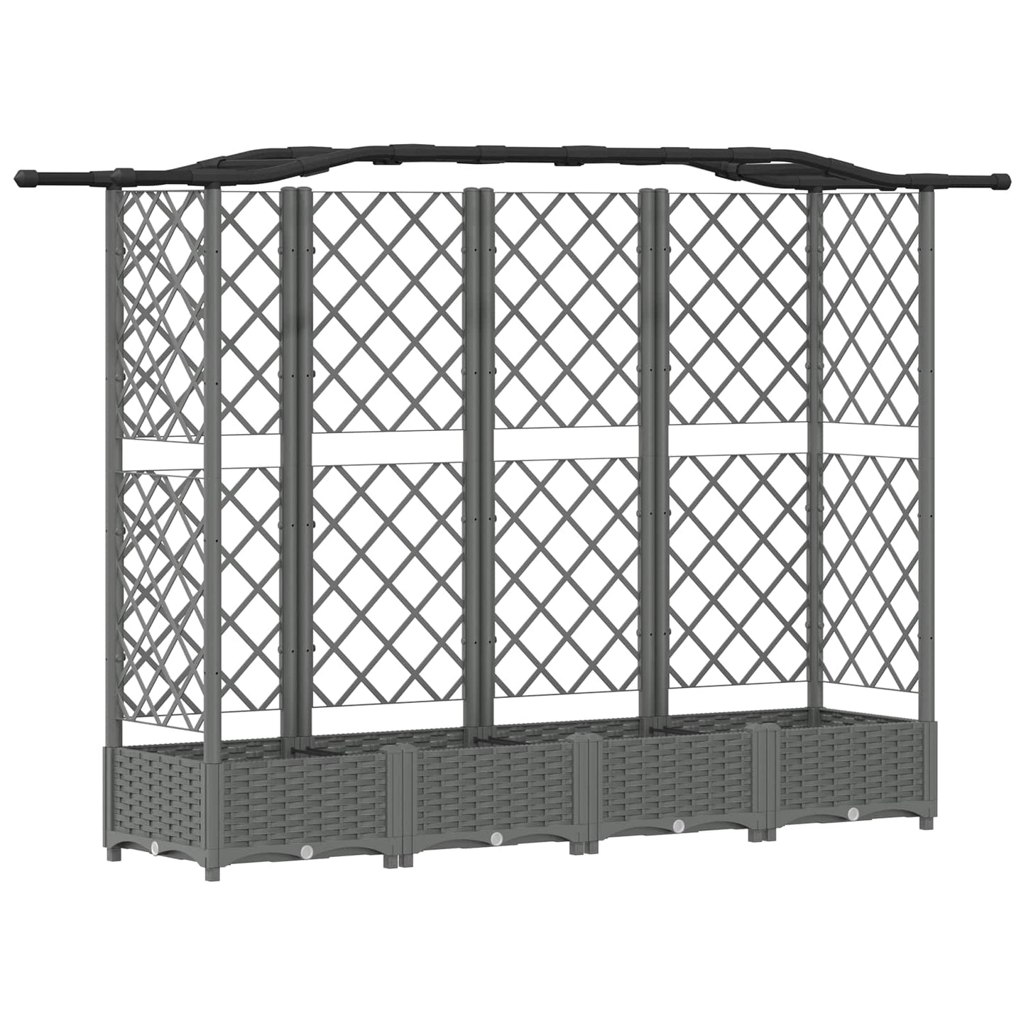 Verhoogd Bed met Trellis en Dak Lichtgrijs 203,5 x 40 x 123 cm