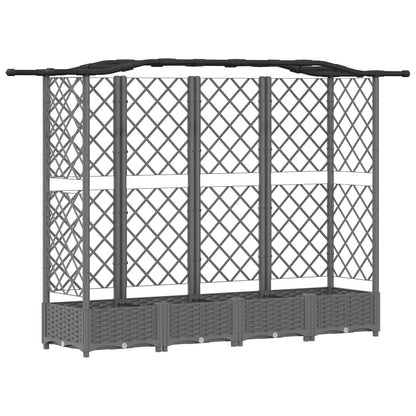 Verhoogd Bed met Trellis en Dak Lichtgrijs 203,5 x 40 x 123 cm
