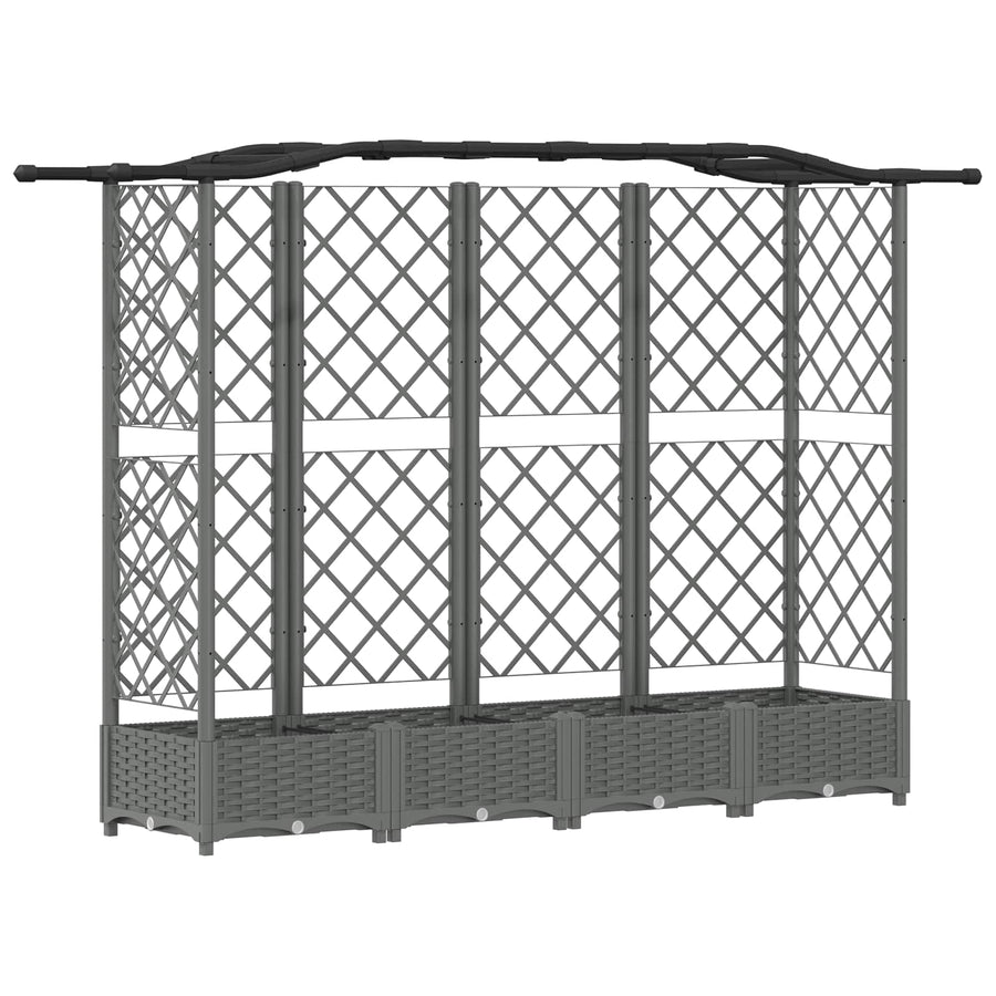 Verhoogd Bed met Trellis en Dak Lichtgrijs 203,5 x 40 x 123 cm