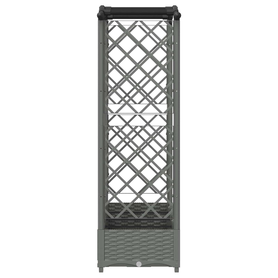 Verhoogd Bed met Trellis en Dak Lichtgrijs 203,5 x 40 x 123 cm