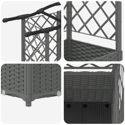 Verhoogd Bed met Trellis en Dak Lichtgrijs 122 x 40 x 138 cm PP