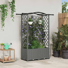 Verhoogd Bed met Trellis en Dak Lichtgrijs 122 x 40 x 138 cm PP