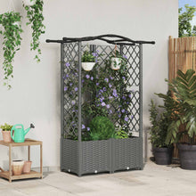 Verhoogd Bed met Trellis en Dak Lichtgrijs 122 x 40 x 138 cm PP