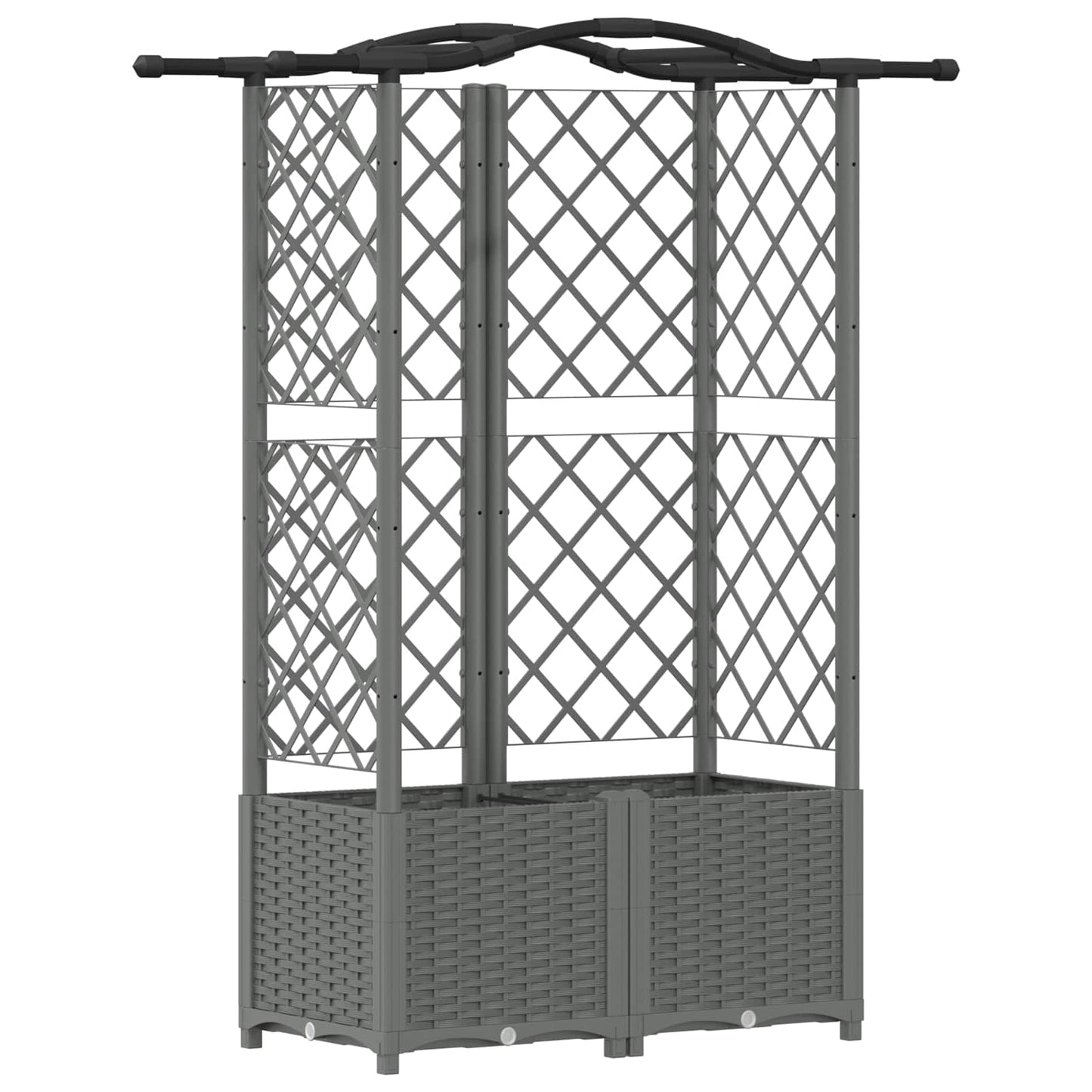 Verhoogd Bed met Trellis en Dak Lichtgrijs 122 x 40 x 138 cm PP