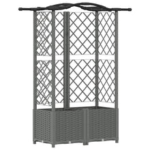 Verhoogd Bed met Trellis en Dak Lichtgrijs 122 x 40 x 138 cm PP