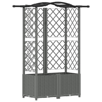 Verhoogd Bed met Trellis en Dak Lichtgrijs 122 x 40 x 138 cm PP