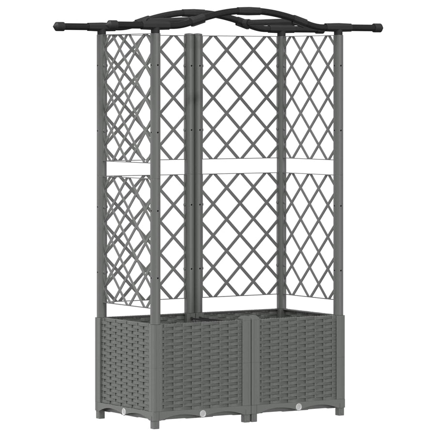 Verhoogd Bed met Trellis en Dak Lichtgrijs 122 x 40 x 138 cm PP