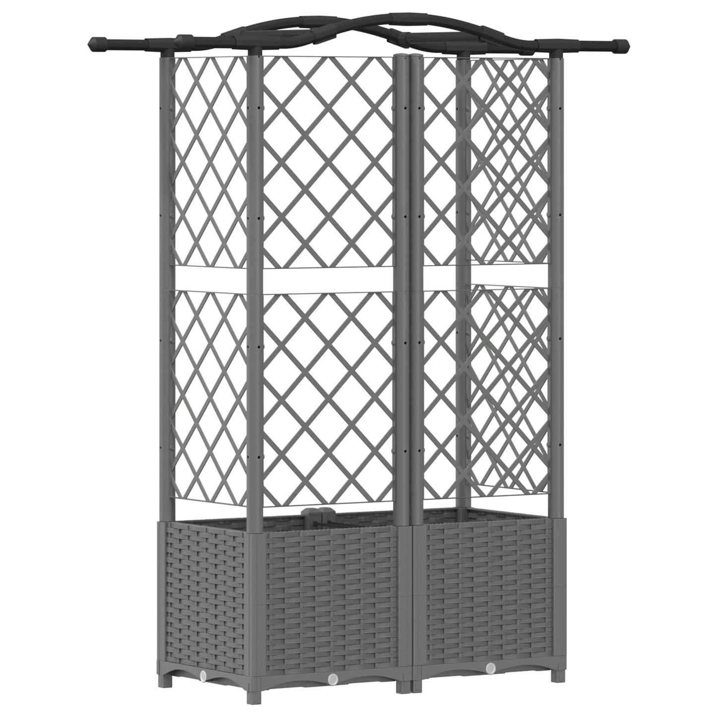 Verhoogd Bed met Trellis en Dak Lichtgrijs 122 x 40 x 138 cm PP