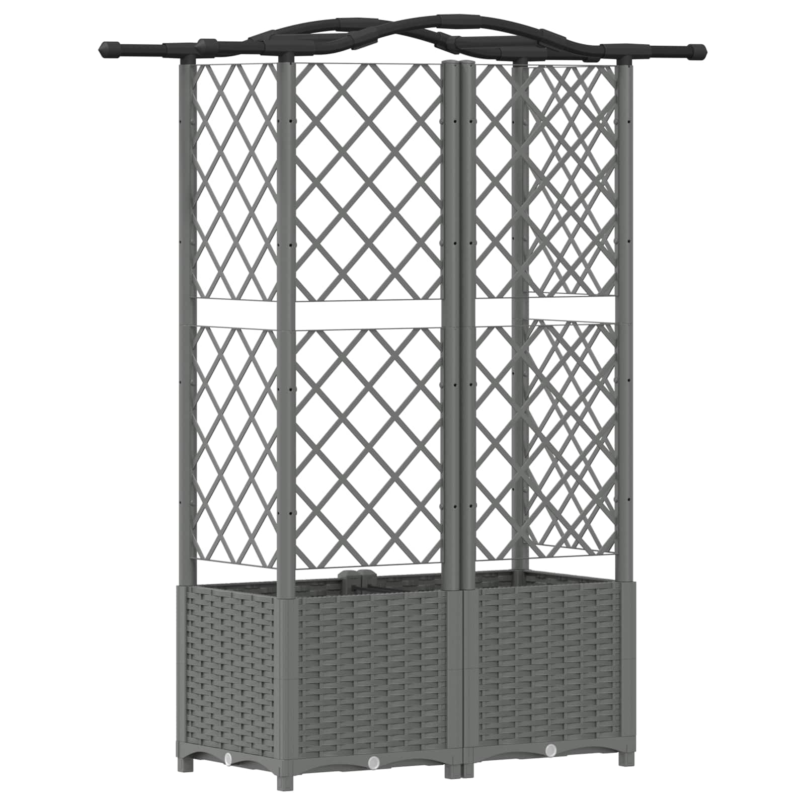 Verhoogd Bed met Trellis en Dak Lichtgrijs 122 x 40 x 138 cm PP