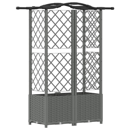Verhoogd Bed met Trellis en Dak Lichtgrijs 122 x 40 x 138 cm PP