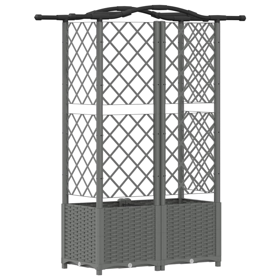 Verhoogd Bed met Trellis en Dak Lichtgrijs 122 x 40 x 138 cm PP