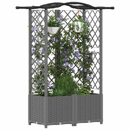 Verhoogd Bed met Trellis en Dak Lichtgrijs 122 x 40 x 138 cm PP