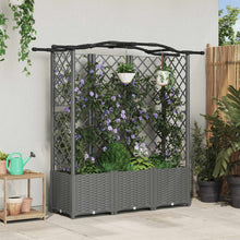 Verhoogd Bed met Trellis en Dak Lichtgrijs 163 x 40 x 138 cm PP