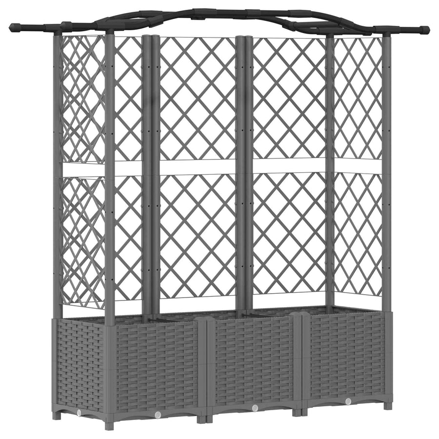 Verhoogd Bed met Trellis en Dak Lichtgrijs 163 x 40 x 138 cm PP
