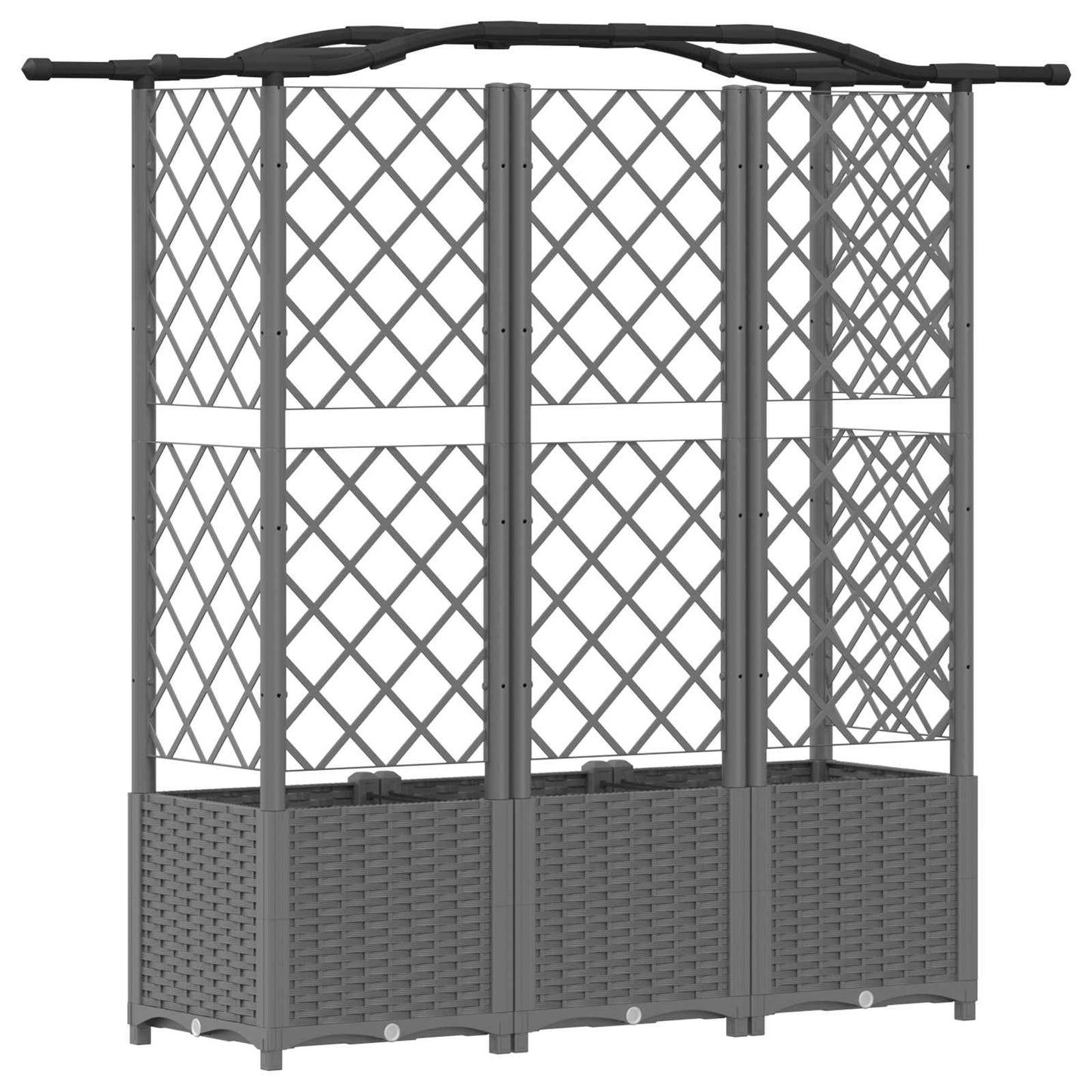 Verhoogd Bed met Trellis en Dak Lichtgrijs 163 x 40 x 138 cm PP