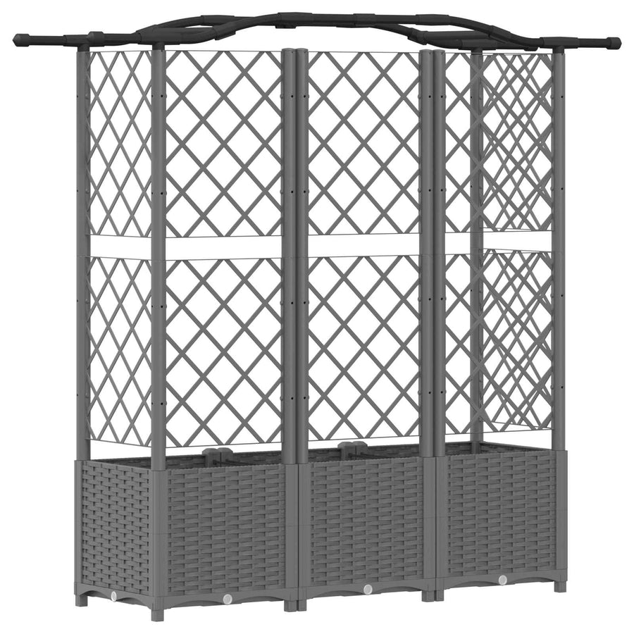 Verhoogd Bed met Trellis en Dak Lichtgrijs 163 x 40 x 138 cm PP