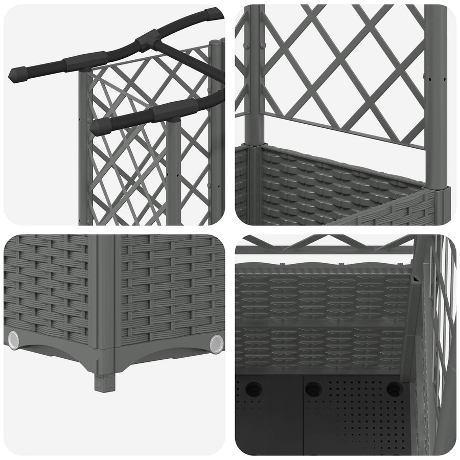 Verhoogd Bed met Trellis en Dak Lichtgrijs 204 x 40 x 138 cm PP