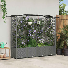 Verhoogd Bed met Trellis en Dak Lichtgrijs 204 x 40 x 138 cm PP