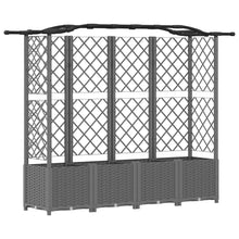 Verhoogd Bed met Trellis en Dak Lichtgrijs 204 x 40 x 138 cm PP